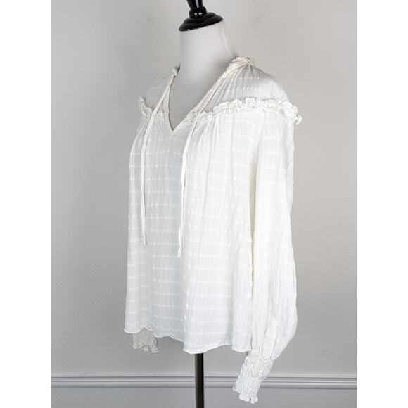 River Island Top Ruffle Bib Blouse Peasant Boho Victorian Cottagecore Size 8 - Picture 6 of 16